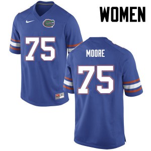 Women TJ Moore Blue Florida #75 Alumni Jersey