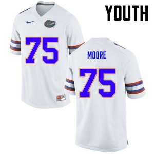 Youth TJ Moore White Florida #75 Embroidery Jerseys