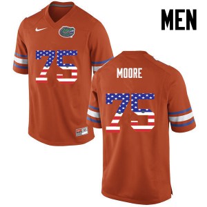 Mens TJ Moore Orange Florida #75 USA Flag Fashion Alumni Jersey