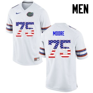 Men TJ Moore White University of Florida #75 USA Flag Fashion University Jerseys