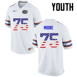 Youth TJ Moore White Florida #75 USA Flag Fashion Stitch Jerseys