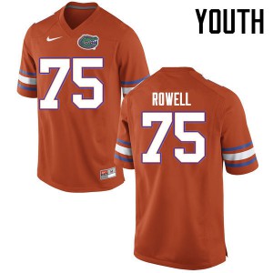 Youth Tanner Rowell Orange Florida Gators #75 Embroidery Jerseys