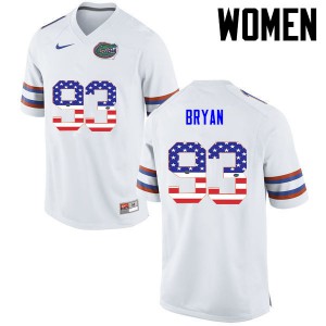 Women's Taven Bryan White Florida Gators #93 USA Flag Fashion Player Jersey