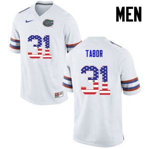 Men's Teez Tabor White Florida Gators #31 USA Flag Fashion Football Jerseys