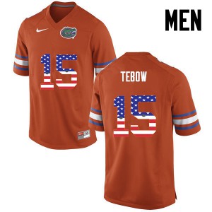 Men's Tim Tebow Orange Florida Gators #15 USA Flag Fashion Embroidery Jerseys