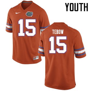 Youth Tim Tebow Orange Florida #15 Embroidery Jersey