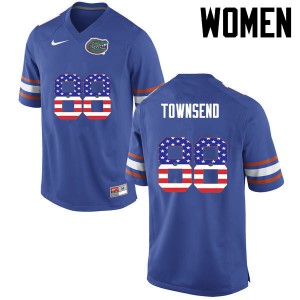 Women Tommy Townsend Blue University of Florida #88 USA Flag Fashion Stitched Jerseys