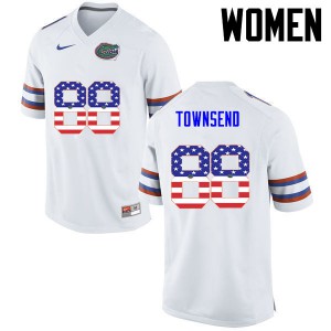 Womens Tommy Townsend White UF #88 USA Flag Fashion College Jerseys