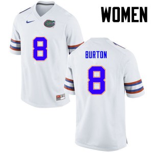 Women's Trey Burton White Florida Gators #8 University Jerseys