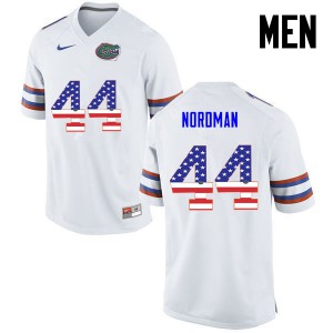 Men Tucker Nordman White Florida #44 USA Flag Fashion Embroidery Jersey