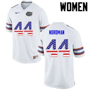 Women Tucker Nordman White UF #44 USA Flag Fashion College Jersey