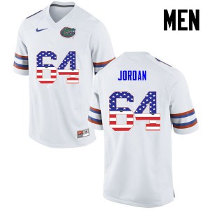Men Tyler Jordan White Florida Gators #64 USA Flag Fashion Football Jerseys