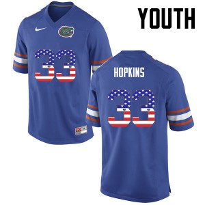 Youth Tyriek Hopkins Blue University of Florida #33 USA Flag Fashion Embroidery Jerseys