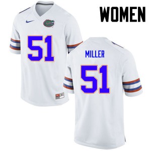 Women's Ventrell Miller White Florida Gators #51 Stitched Jerseys