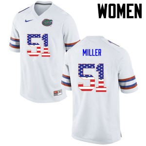 Women's Ventrell Miller White Florida #51 USA Flag Fashion NCAA Jerseys