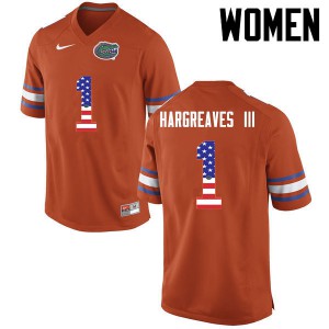 Women Vernon Hargreaves III Orange Florida #1 USA Flag Fashion College Jersey