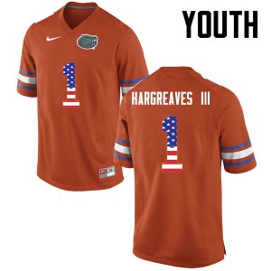 Youth Vernon Hargreaves III Orange University of Florida #1 USA Flag Fashion Player Jerseys