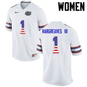 Womens Vernon Hargreaves III White Florida #1 USA Flag Fashion Stitch Jersey