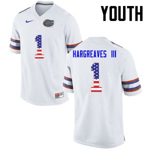 Youth Vernon Hargreaves III White Florida Gators #1 USA Flag Fashion Football Jerseys