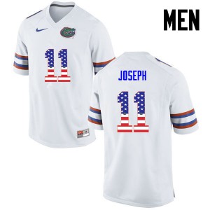 Mens Vosean Joseph White Florida Gators #11 USA Flag Fashion Embroidery Jersey