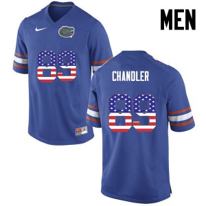 Mens Wes Chandler Blue UF #89 USA Flag Fashion Player Jersey