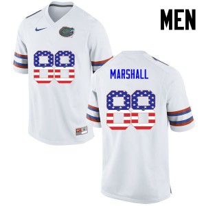 Men's Wilber Marshall White Florida Gators #88 USA Flag Fashion College Jerseys