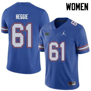 Womens Jordan Brand Brett Heggie Royal Florida #61 Football Jersey