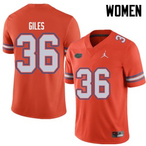 Women Jordan Brand Eddie Giles Orange University of Florida #36 Football Jersey