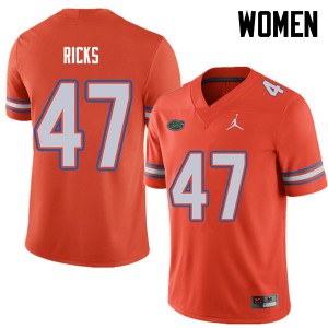 Women Jordan Brand Isaac Ricks Orange University of Florida #47 Stitch Jersey
