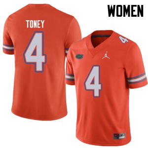Women's Jordan Brand Kadarius Toney Orange Florida #4 Football Jerseys