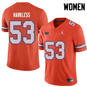 Womens Jordan Brand Kavaris Harkless Orange Florida #53 College Jersey