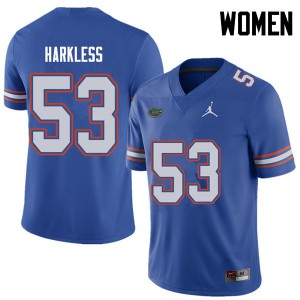 Women Jordan Brand Kavaris Harkless Royal Florida Gators #53 Football Jerseys