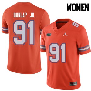 Women Jordan Brand Marlon Dunlap Jr. Orange University of Florida #91 Embroidery Jerseys