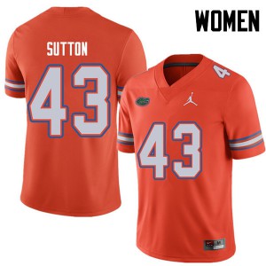Womens Jordan Brand Nicolas Sutton Orange Florida Gators #43 Stitched Jerseys