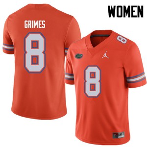 Women's Jordan Brand Trevon Grimes Orange Florida #8 Football Jersey