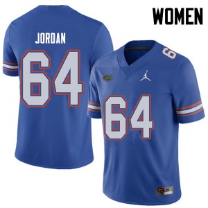 Women Jordan Brand Tyler Jordan Royal Florida Gators #64 NCAA Jerseys