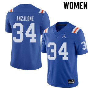 Women's Jordan Brand Alex Anzalone Royal UF #34 Throwback Alternate Football Jersey