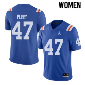 Womens Jordan Brand Austin Perry Royal Florida #47 Throwback Alternate Football Jerseys