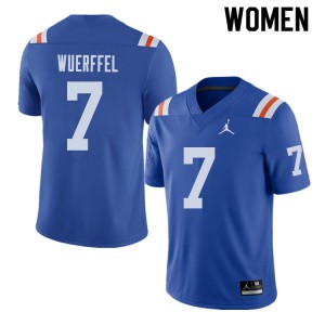 Women Jordan Brand Danny Wuerffel Royal Florida Gators #7 Throwback Alternate Player Jersey