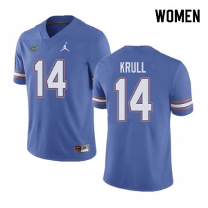 Women's Jordan Brand Lucas Krull Blue UF #14 Embroidery Jerseys