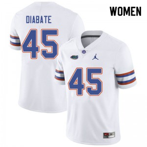 Women's Jordan Brand Mohamoud Diabate White Florida #45 Embroidery Jersey