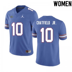 Women's Andrew Chatfield Jr. Blue University of Florida #10 Embroidery Jersey