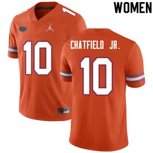 Women Andrew Chatfield Jr. Orange Florida Gators #10 Stitched Jersey