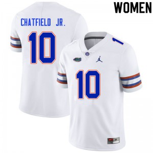 Womens Andrew Chatfield Jr. White Florida #10 Embroidery Jersey