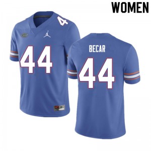 Women Brandon Becar Blue Florida Gators #44 Football Jersey