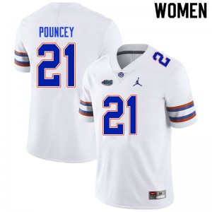 Women Ethan Pouncey White Florida #21 Football Jerseys