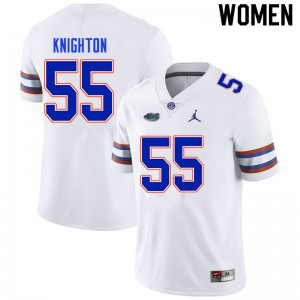 Women's Hayden Knighton White University of Florida #55 Stitched Jerseys