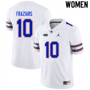 Womens Ja'Quavion Fraziars White Florida Gators #10 NCAA Jerseys