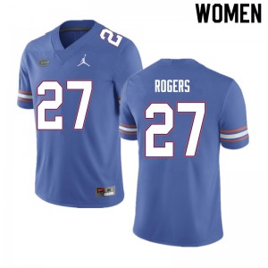 Women's Jahari Rogers Blue Florida #27 Embroidery Jersey