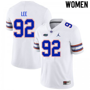 Womens Jalen Lee White Florida Gators #92 Player Jerseys